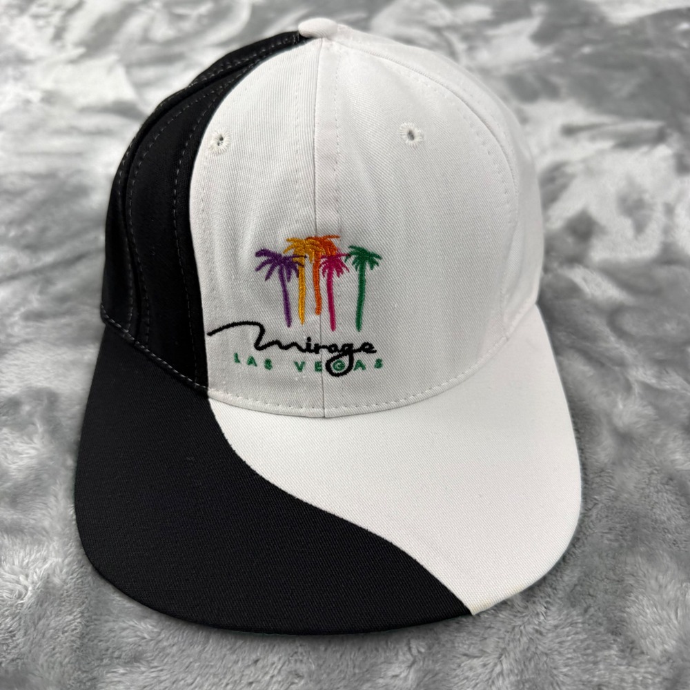 Vintage Mirage Las Vegas Snapback Hat Two Tone Palm Tree Logo Made in USA Black